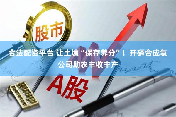 合法配资平台 让土壤“保存养分”！开磷合成氨公司助农丰收丰产